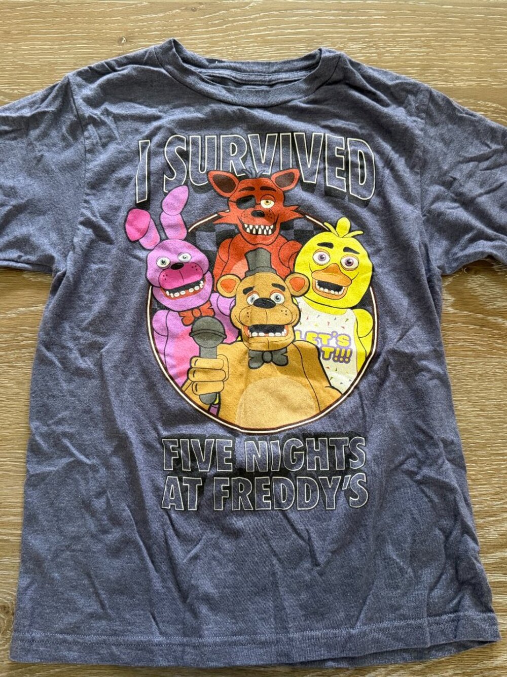 Boys Gray I survived five nights at Freddy's t-shirt tee top size large
